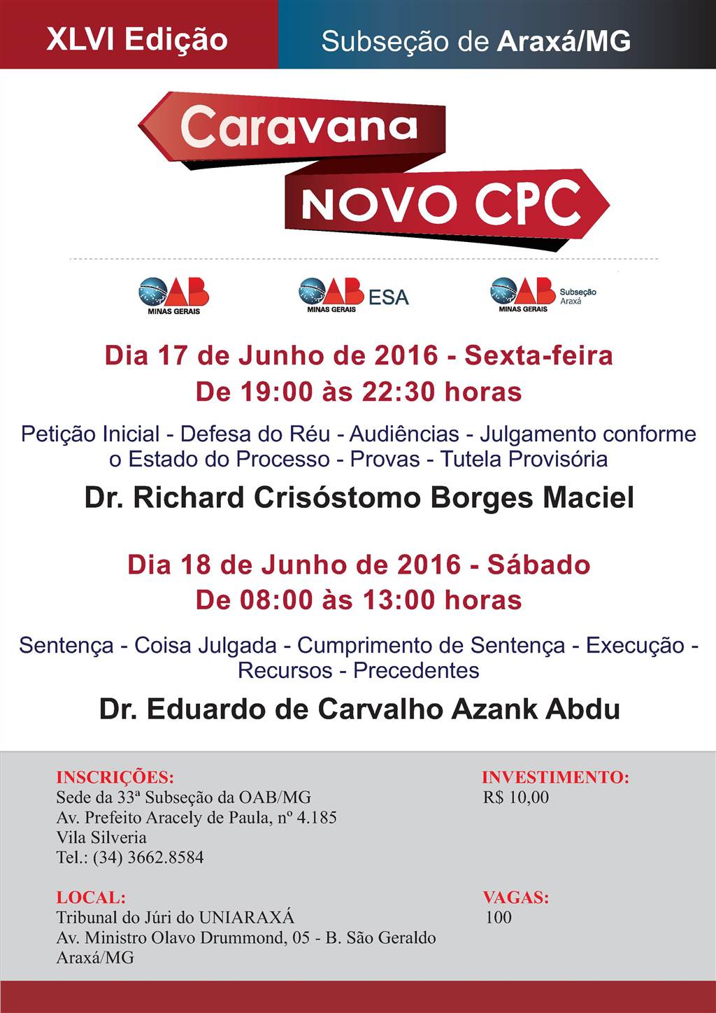 CARAVANA NOVO CPC EM ARAXÁ