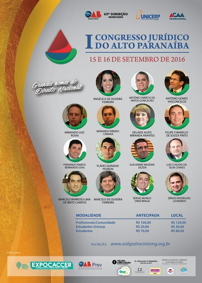 I Congresso Jurídico Do Alto Paranaíba- Dias 15 E 16 De Setembro