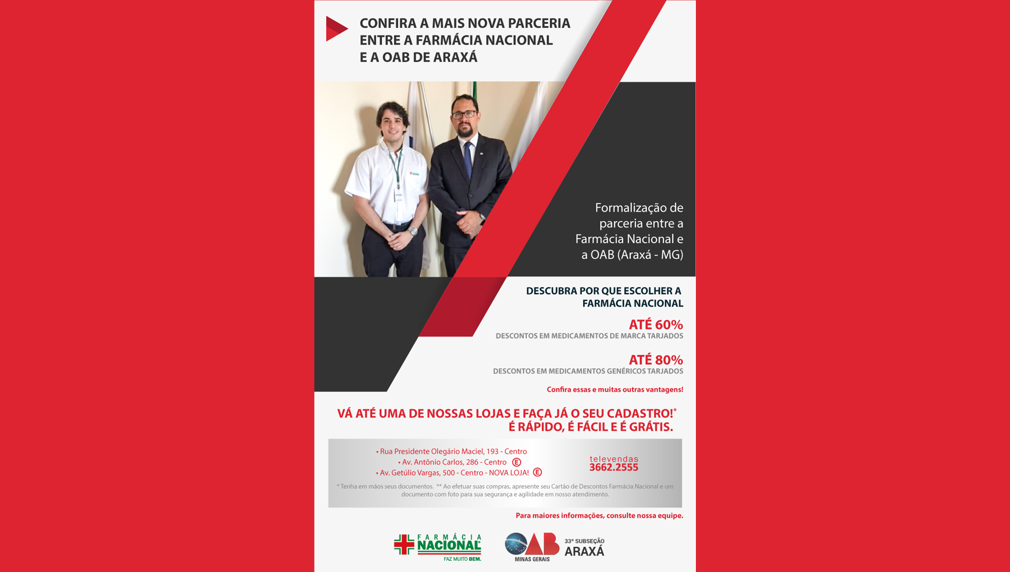 PARCERIA OAB ARAXÁ E FARMÁCIA NACIONAL