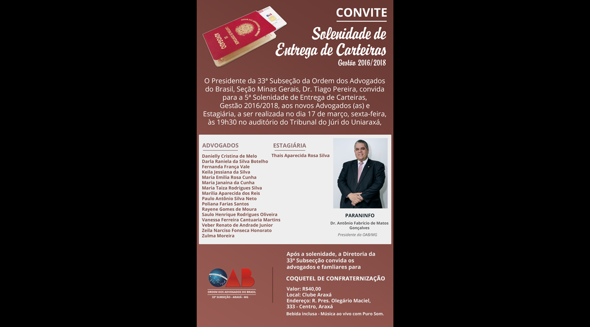 Solenidade de Entrega de Carteiras- 17.03.2017