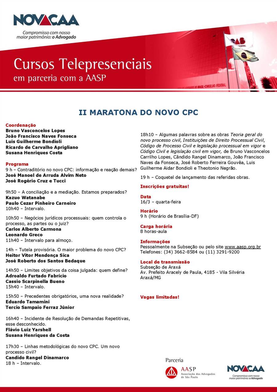 Cursos Telepresenciais - II Maratona do Novo CPC