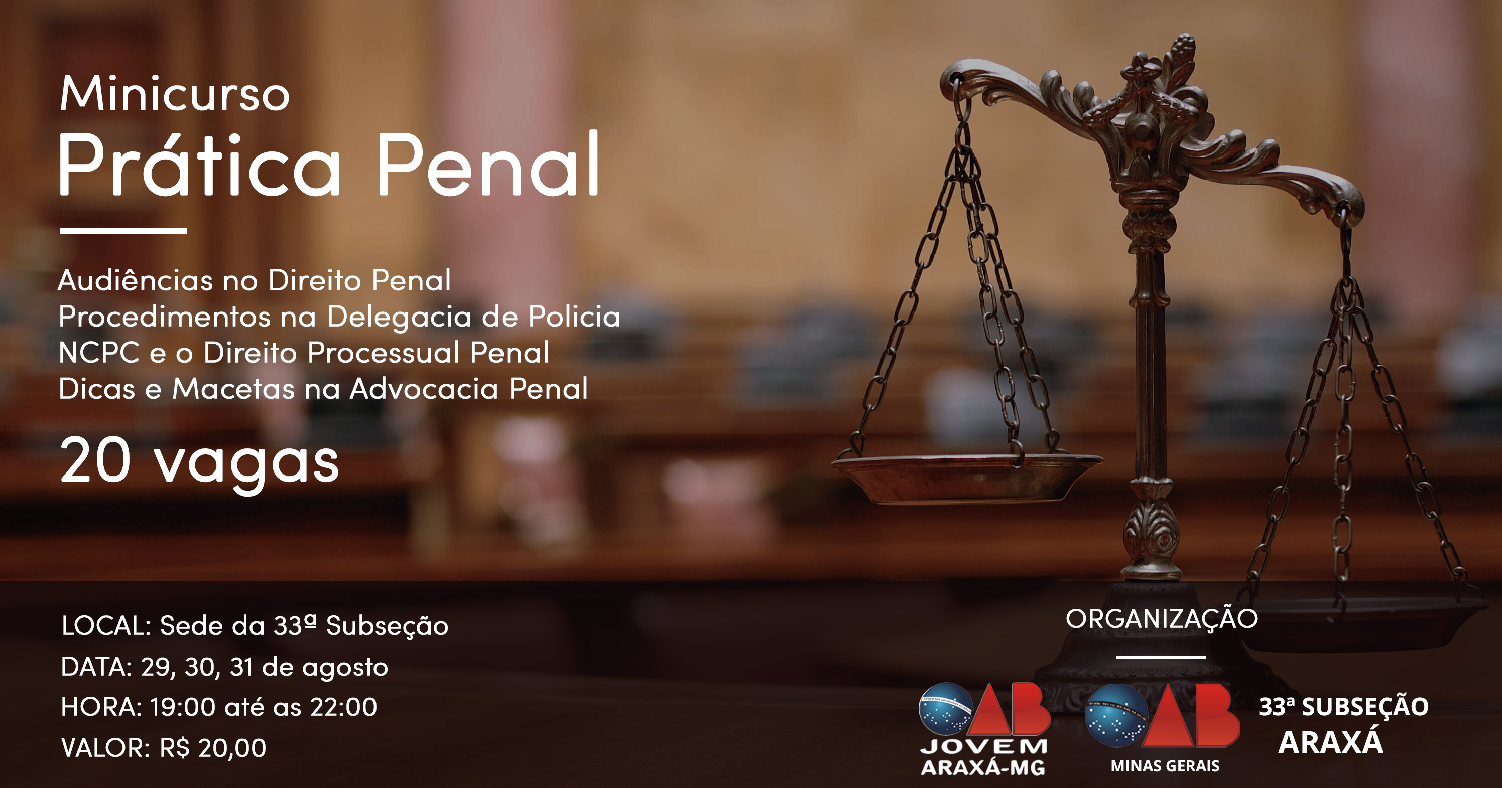 COMUNICADO SOBRE O MINICURSO PENAL