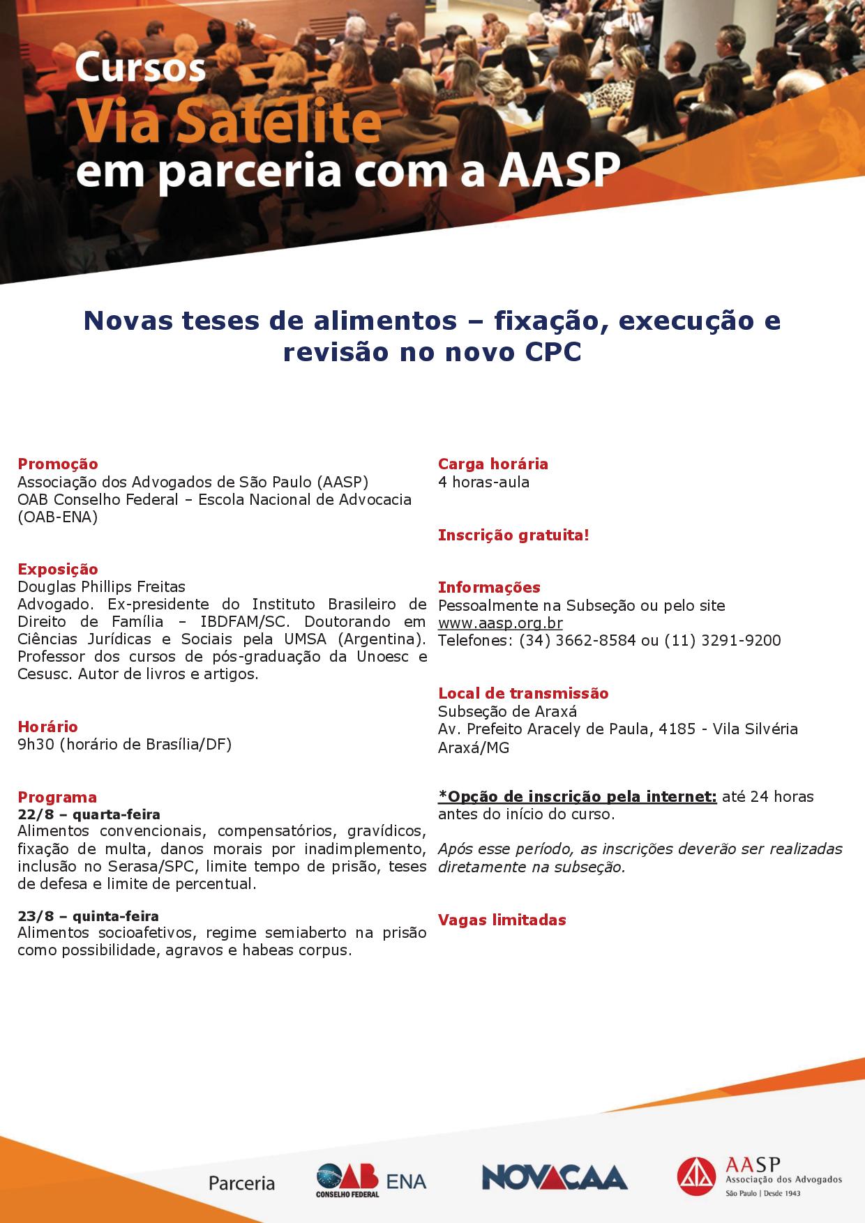CURSO TELEPRESENCIAL OAB ARAXÁ MG/AASP - 