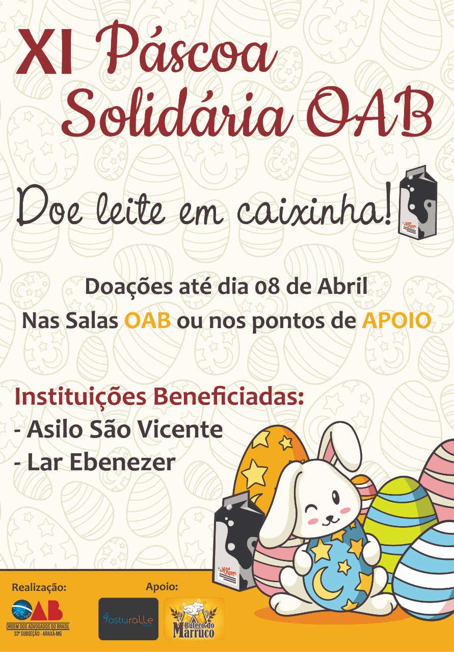 Páscoa Solidária OAB Araxá, colabore com esta campanha!