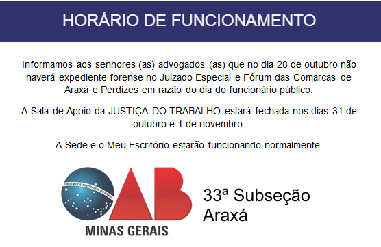 Horário de Funcionamento das Salas