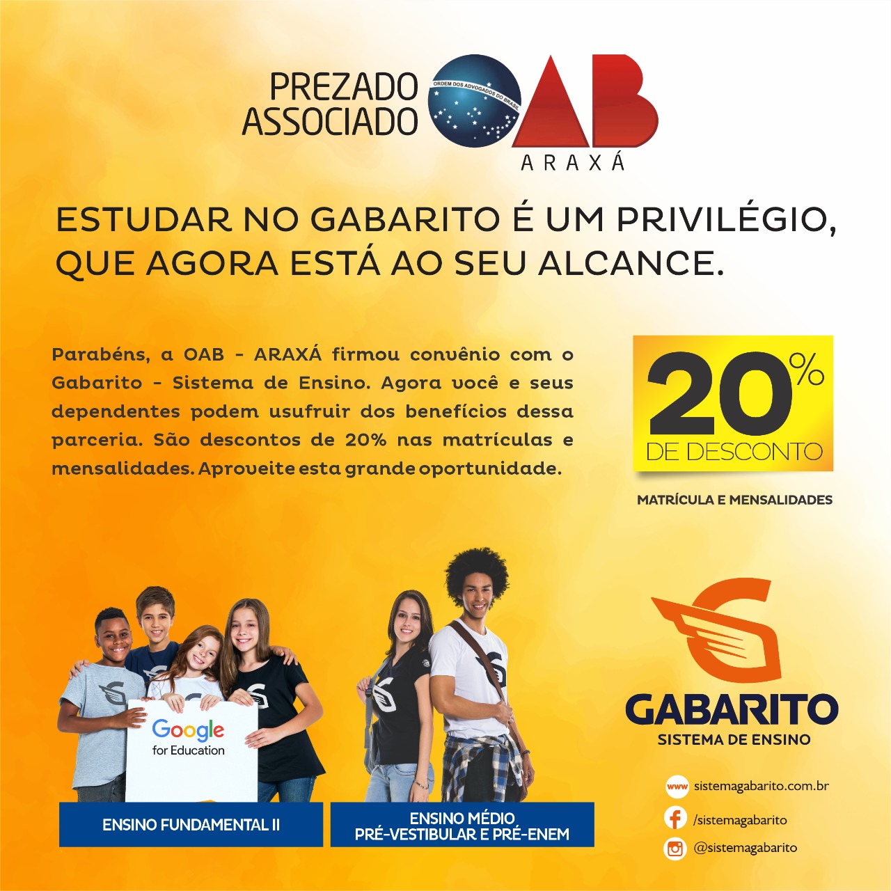 Convênio com o Sistema de Ensino GABARITO