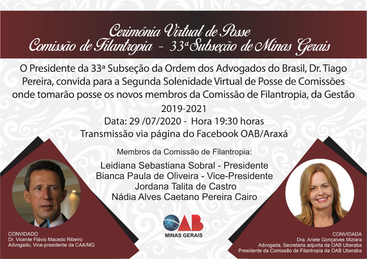 CERIMÔNIA VIRTUAL DE POSSE DA COMISSÃO DE FILANTROPIA 