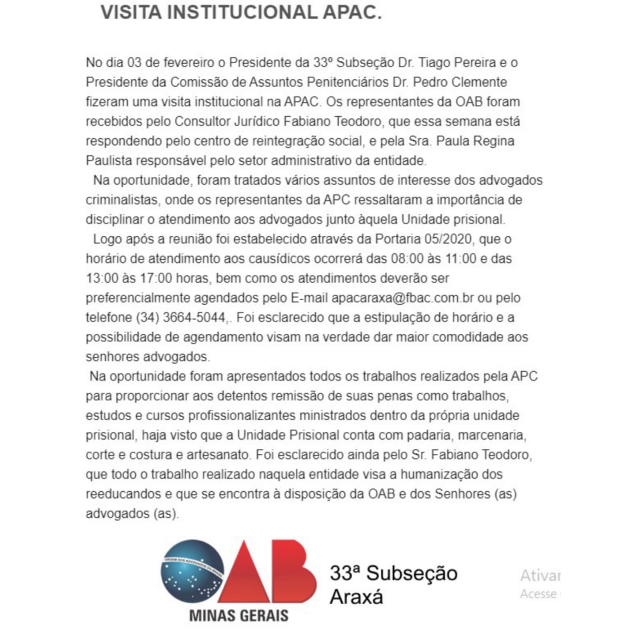 VISITA INSTITUCIONAL APAC.