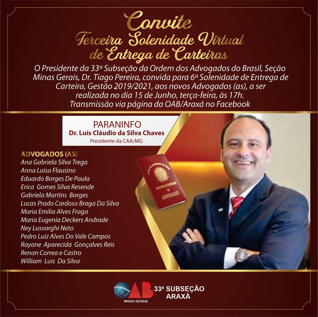 TERCEIRA SOLENIDADE VIRTUAL DE ENTREGA DE CARTEIRAS