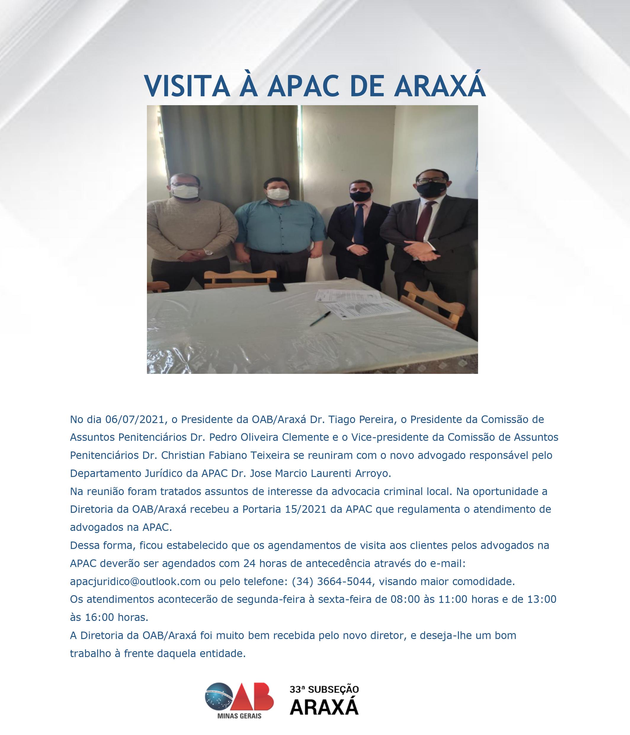 VISITA À APAC DE ARAXÁ