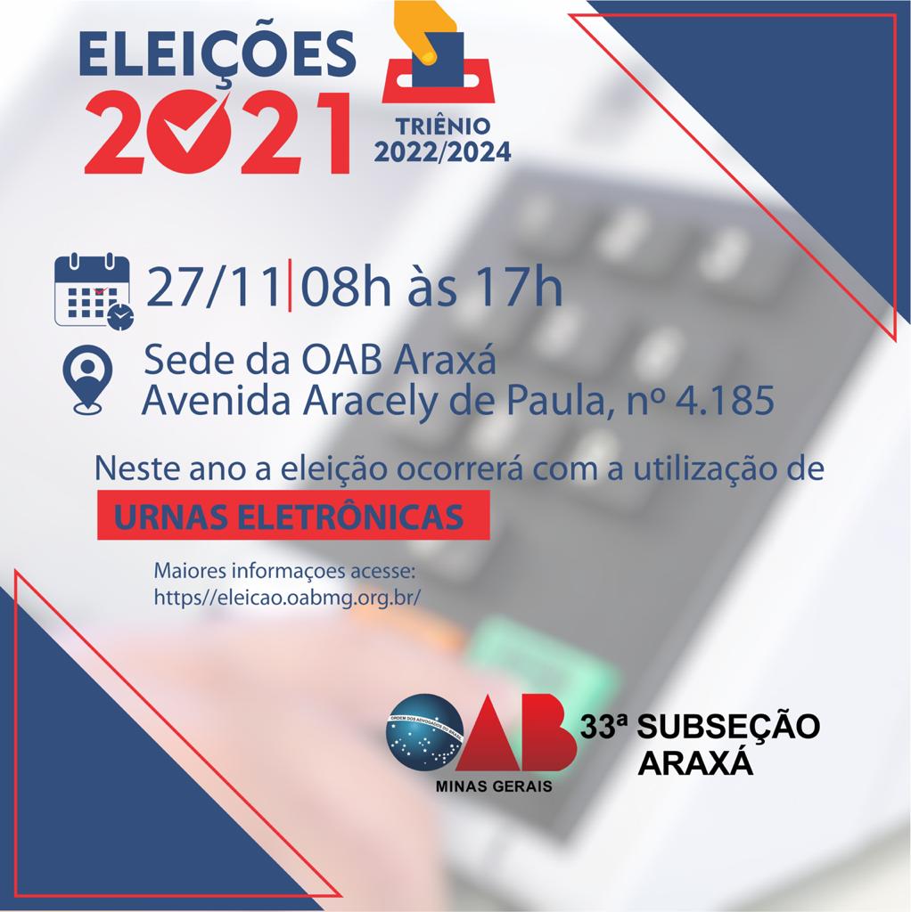 ELEIÇÕES OAB/MG 2021- 27 DE NOVEMBRO PARTICIPE!