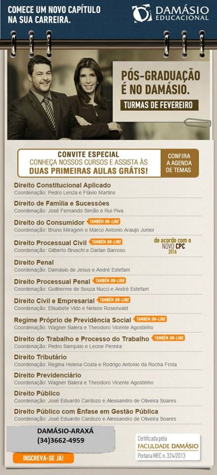 AULAS INAUGURAIS-GRATUITAS É NO DAMÁSIO